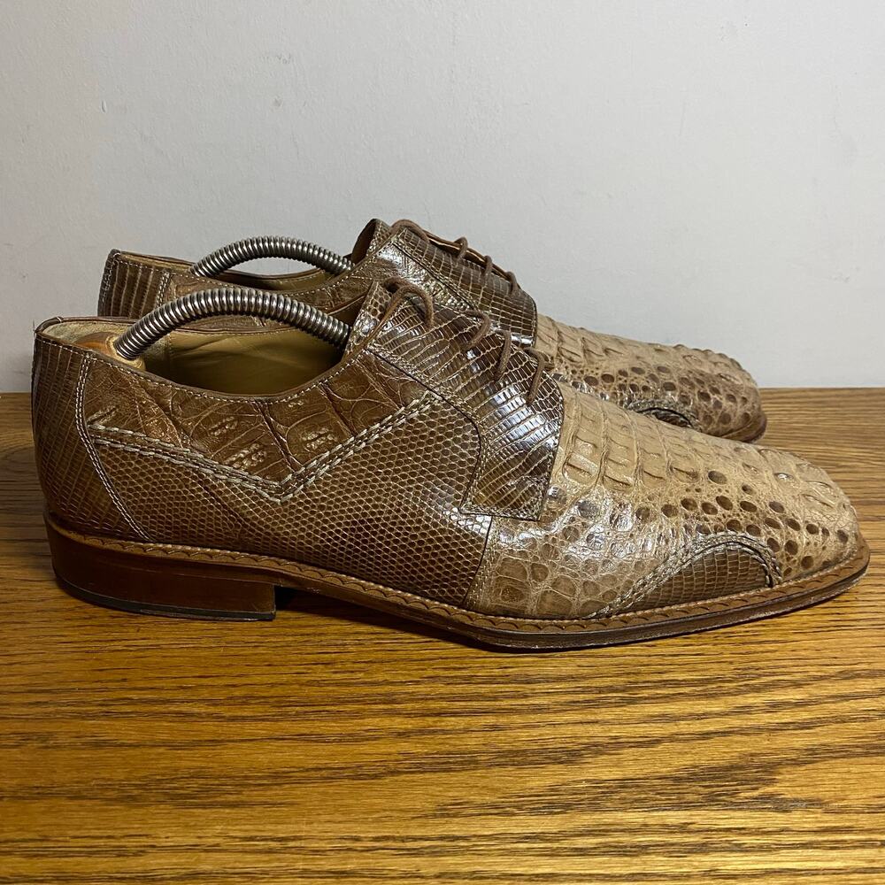 Slick Exotica Hornback Alligator Crocodile Leather Dress Shoes US Mens 10.5